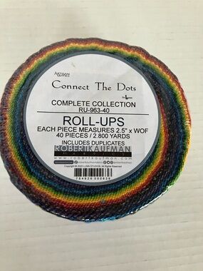 Robert Kaufman Connect The Dots Rainbow Roll-Ups - Multicolor Jelly Roll 40 pc